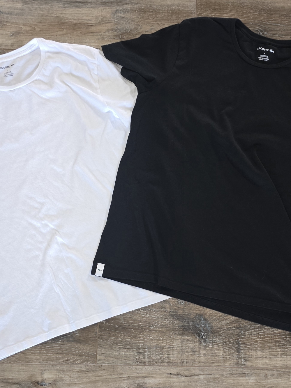 Lacoste Crew Neck Tee Set Of 2 Black & White Underwear Plain Tees Mens XL NWOT